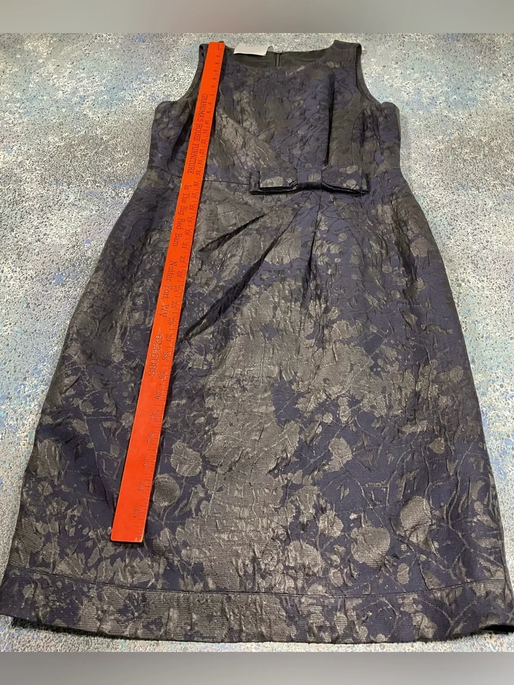 Carlisle Size 6 Y2K Navy Metallic Brocade Dress Long Coat 2 Piece Formal Set